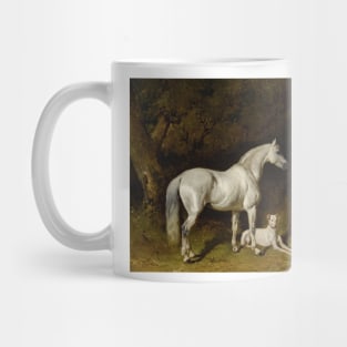 Gray Stallion And Greyhound (Lying By The Edge Of The Lane) by Alfred de Dreux Mug